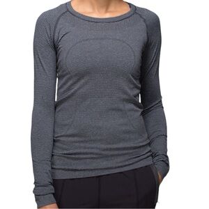 Lululemon Swiftly Tech Long Sleeve Tonka Stripe Heathered Black 6